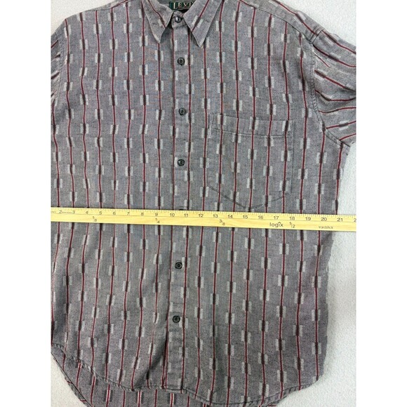Vintage 90's Levis Sutter Creek Shirt Mens M Gray Red Flannel Cowboy Aztec - Picture 7 of 14